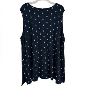 J. Jill Knit Wearever Tunic Top Women Size 4X Blue Floral Sleeveless Scoop neck